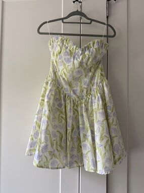 Sweet Floral Strapless Sundress in Lilac & Light Green